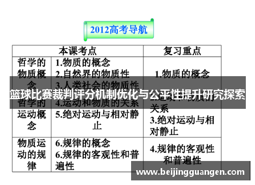 篮球比赛裁判评分机制优化与公平性提升研究探索
