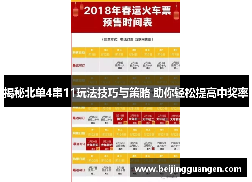 揭秘北单4串11玩法技巧与策略 助你轻松提高中奖率