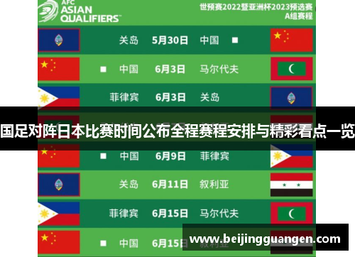 国足对阵日本比赛时间公布全程赛程安排与精彩看点一览 国足对阵日本比赛时间公布全程赛程安排与精彩看点一览